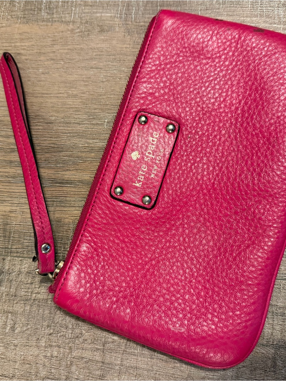kate spade Hot Pink Pebbled Leather Wristlet Clutch